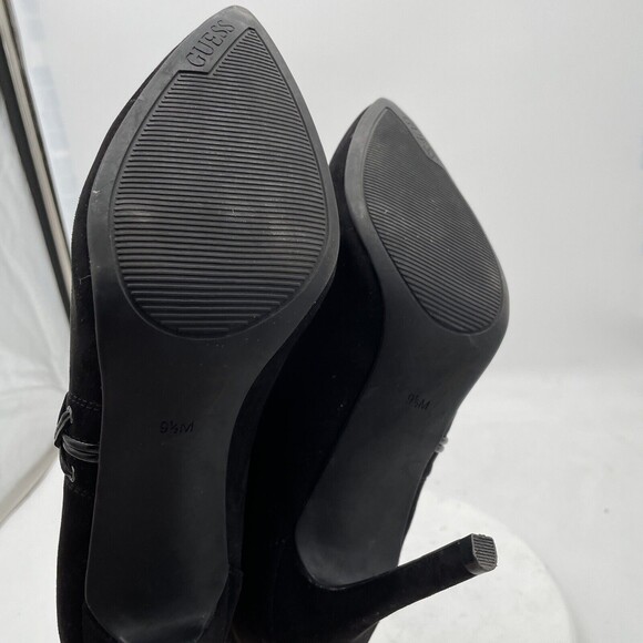 Guess Ankle Boots Womens Size 9.5 Black Suede Zip Up 4" High Heels - Picture 10 of 11
